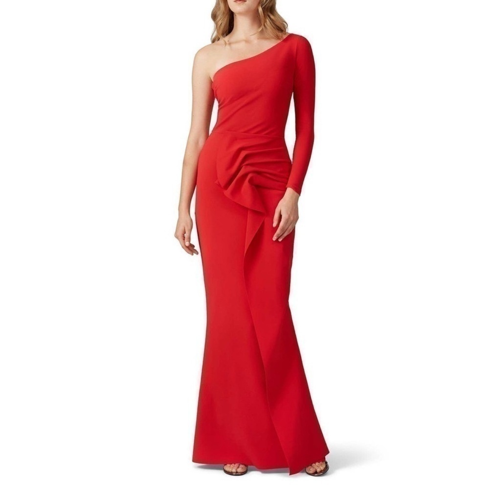 Chiara Boni Kimina Gown Elegant Red One-Shoulder Dress size 48 or US size 12 - Picture 3 of 13